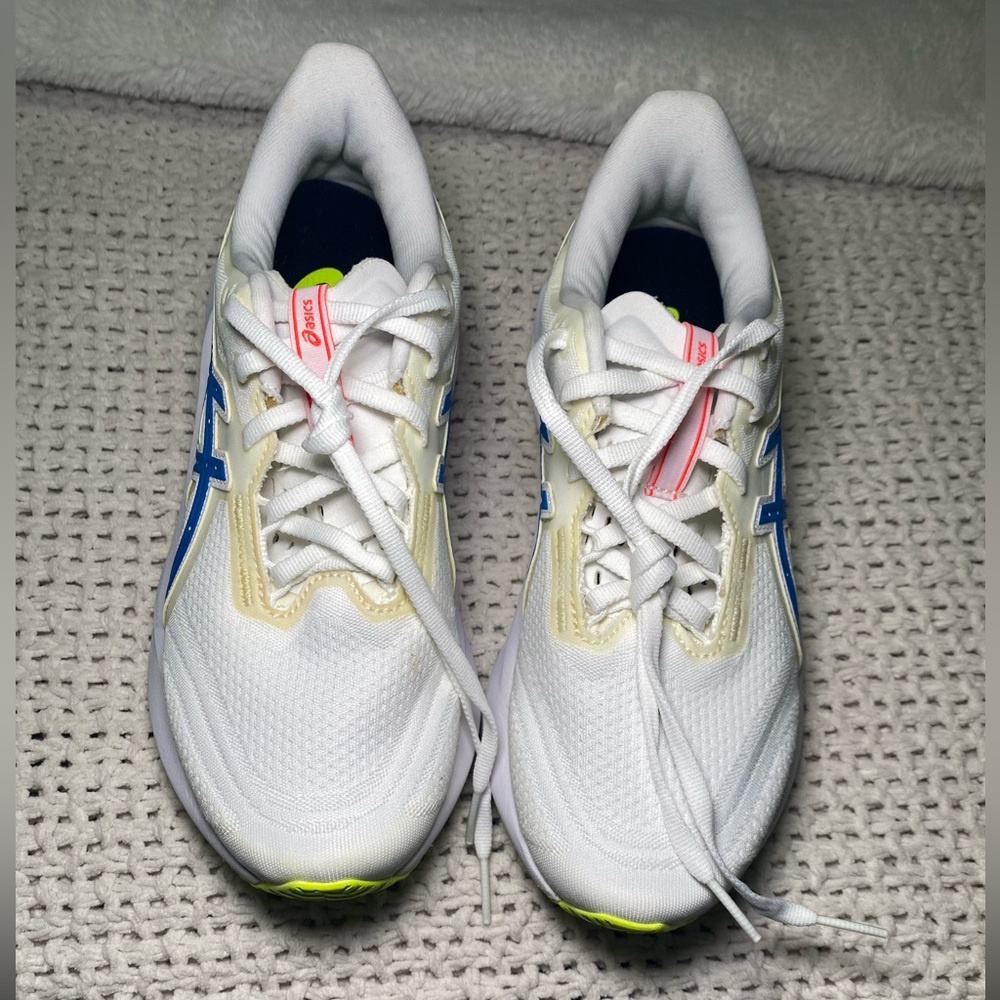 Asics Women's White and Blue Sneakers - Picture 2 of 10